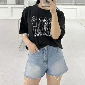 여성티셔츠 프린팅 일러스 루즈핏 드로잉반팔티 여름