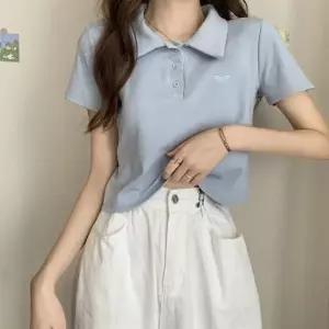 세미크롭 카라 티셔츠 반팔티 데일리 6컬러 여자 여름