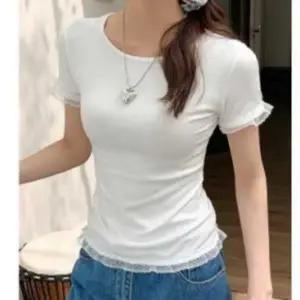 여성 2컬러 베이직 여름 레이스 레이어드 반팔 티셔츠 티셔츠 코디