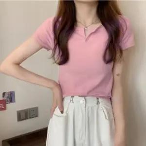 여성 슬림핏 여름 반팔 티셔츠 4컬러 기본 티셔츠 무지 라운드넥