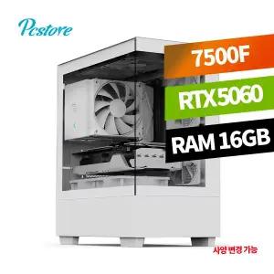 피씨스토어 화이트 감성 미니 어항 PC 라이젠5 7500F RTX5060 (16GB 500GB)