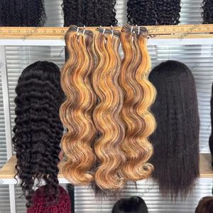 12A 등급 허니 블론드 하이라이트 # P4/27/613 믹스 바디 웨이브 번들 1/3/4개 베트남산 버진 헤어 100% 인
