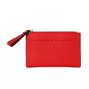 [하프클럽/]카드지갑 컬러 미니 가죽 지퍼 선물 심플 레드
