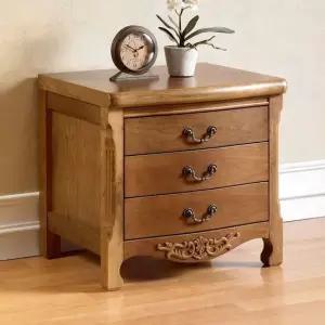 [무료배송] 나르본 브라운 원목 엔틱 3단협탁/침대쪽장전화받침대