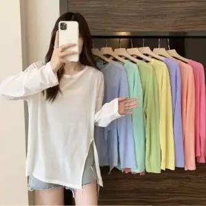 캔디 시스루 슬릿 커버업 긴팔 티셔츠 여름 에어컨 아이스 해변 자외선차단 선스크린 여자 수영복