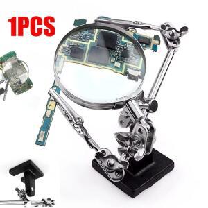 전자 제품 작업용 세 번째 손 5배 확대경 스탠드, 보석 세공, 시계 수리, 용접, 납땜용 듀얼 클립 포함