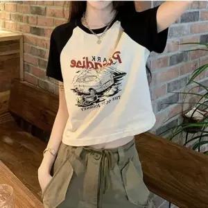 프린팅 여성여름카라티셔츠 여름티셔츠 여성여름티 여성나그랑티셔츠