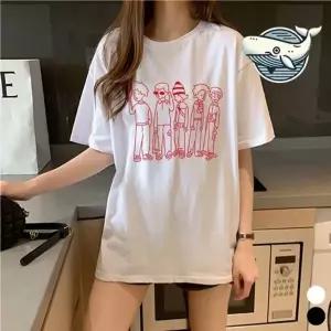 캐주얼 친구 프린팅 티셔츠 여름 오버핏 반팔 롱티 프린팅 레터링 티셔츠 오버핏 반팔티 여름