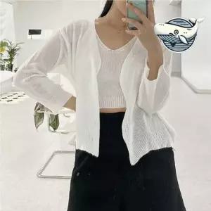 여름 레이어드 나시와 가디건 데일리 룩 완성 나시 가디건 여름 크롭 세트