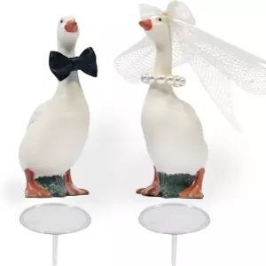 베리구드 구스 웨딩 케이크 토퍼 결혼식 약혼 기념일을 위한 수제 작은 재미있는 피규어 장식