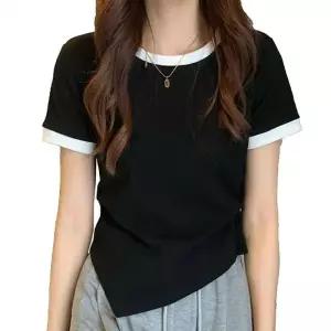 여자 여자반팔티 사선 여름반팔 티셔츠 반팔셔츠 패션 여름티 여름티셔츠