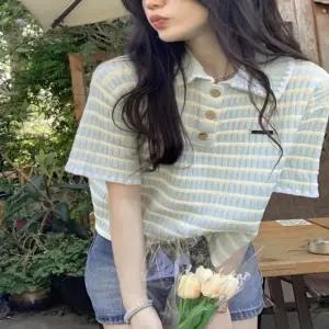 티 여름티셔츠 여성 파스텔톤 여름 카라 단가라 카라티 여자여름티