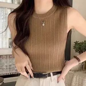 슬리브리스 4 여성나시 라운드넥 여름나시 니트나시 여성 여름니트 여자나시