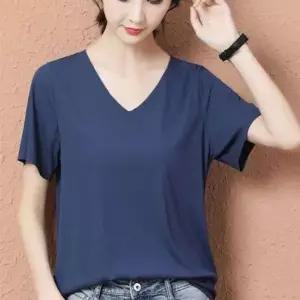 (옵션 블랙)골지 여성 반팔 티셔츠 브이넥 여자 여름 기본 반팔티 반팔티 여자 여름 셔츠 여성