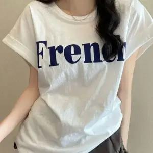 프렌치 여자 반팔 티셔츠 롤업 여름 상의 여성 반팔티 여자 셔츠 여름 여성 반팔티