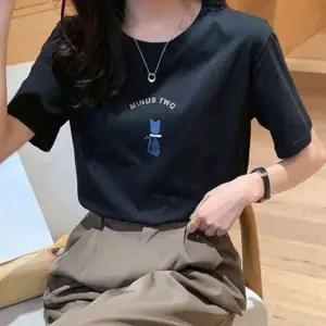 (색상 화이트)냥냥이 여자 반팔 티셔츠 데일리 여성 여름 반팔티 반팔티 셔츠 여성 여름 여자