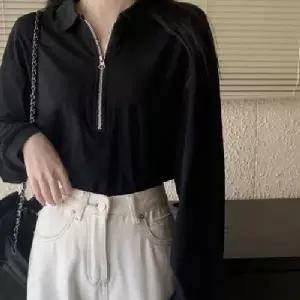 반집업 긴팔티 베이직 카라 단정한 슬림핏 티셔츠