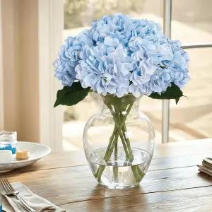 가족 욕실 책상 선반 중앙 또는 웨딩 부케 장식에 사용되는 WFYTHMFLS 인조 꽃 수국 가짜 6개의 파란색