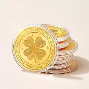 [비앤비골드][가죽케이스증정] 24K 럭키 네잎클로버 순금코인 0.1g