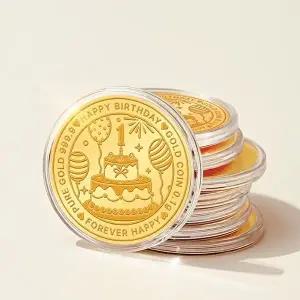 [비앤비골드][가죽케이스증정] 24K 우리 아이 첫돌 해피벌스데이 순금코인 0.1g