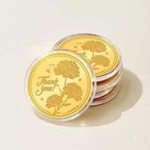 [비앤비골드][가죽케이스증정] 24K 시들지 않는 땡큐 카네이션 순금코인 0.1g
