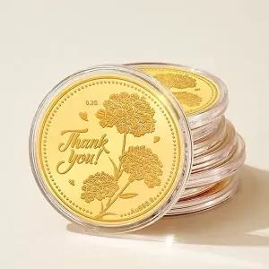 [비앤비골드][가죽케이스증정] 24K 시들지 않는 땡큐 카네이션 순금코인 0.2g