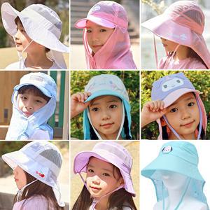 아동 플랩캡 수영 모자 자외선차단 유아 어린이 아동 남아 여아 물놀이 수영모 핑크퐁