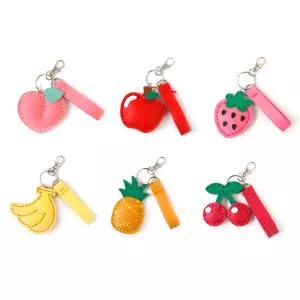 과일 열쇠 고리 DIY 만들기 세트 어린이 가죽 공예 키트 키링 바느질 수업 교구 부자재 재료 초등 돌봄교실