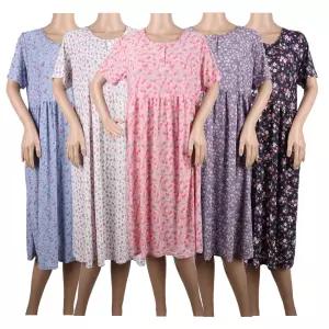 필굿 여성 여자 쿨 냉감 여름 반팔 원피스 잠옷 꽃무늬 꽃가라 엄마 할머니 파자마 홈웨어 이지웨어 실내복