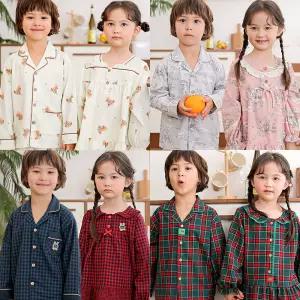 국산 무형광 아동 잠옷 세트 봄 간절기 긴팔 순면 여아 남아 어린이 키즈 주니어 파자마 원피스 기모 초등 학생 중 유아 아기 공주 예쁜 실내복 상하세트