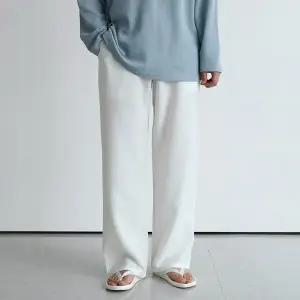 [맨즈북]여름 쿨스판 남자 흰색 와이드팬츠 밴딩슬랙스 M-4XL