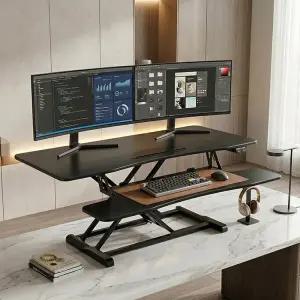 이지마운트 전동 모션 스탠드 스탠딩 데스크 책상 높이조절 듀얼 모니터 105cm 국내 최대 사이즈 EZ WSD-EV1050D