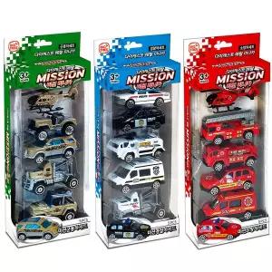 다이캐스트 메탈 미션 자동차 5P 세트 소방차 경찰차 군용차 미니카 어린이 장난감 완구