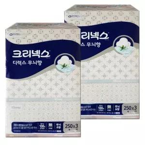 크리넥스 디럭스 무늬향 미용티슈 250매 3개입x2팩 /각티슈