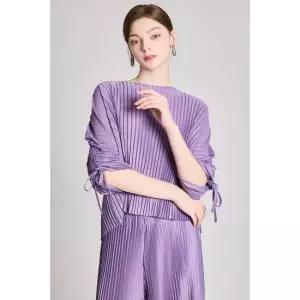 [요이츠](택가 142000원)[요이츠] 스트링 셔링 포인트 루즈핏 플리츠 블라우스_YI06WNPBL50