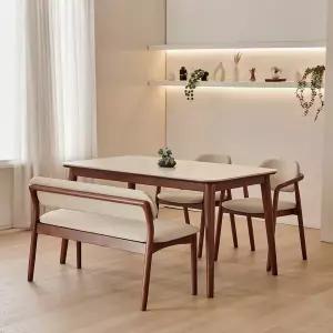 동서가구 로라 세라믹 4인용 원목 1400 식탁 세트 (의자2+2인 벤치1) DF927587