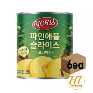 동서 리치스 파인애플 슬라이스 프리미엄 3kg , 6개