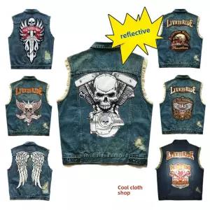 할리 청조끼 오토바이 빈티지 남자 데이비슨 데님 바이크