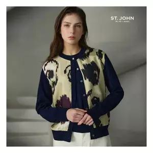 센존블루라벨 26SS 플라워 실크 배색 라운드 가디건 1143610