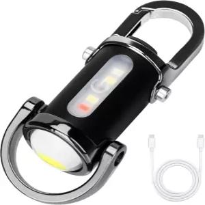 Zypilatsry 1200LM 초밝은 미니 LED 손전등 USB 충전식 소형 방수 열쇠고리 구조 캠핑-블랙