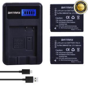Batamx DMW-BCF10 카메라 배터리 및 LCD USB 충전기 파나소닉 루믹스 CGA-S106B DMC-F2