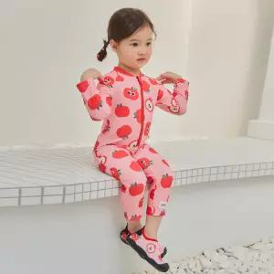 유아 베이비 여아 아기 물놀이 전신 수영복 스마일 사과 레드 우주복 래쉬가드