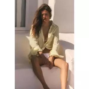 ZARA 오버사이즈 포켓 거즈 셔츠 - 라이트 옐로우