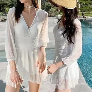 원피스 수영복 모노키니 호캉스 휴양지 뱃살 커버 체형 예쁜 유교걸 긴팔 치마원피 스수영복