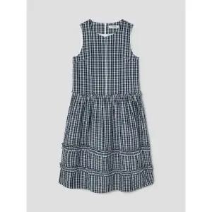 [에잇세컨즈] 체크 프릴 슬리브리스 롱원피스  블루 (356471CC0P)