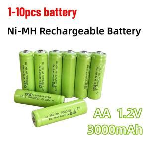 10개 AA 배터리 3000mAh 1.2V 니켈-수소 충전식 장난감 카메라 마이크 리모컨 계산기용