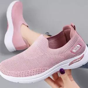 슬립온 데일리 니트 편안한 여성 슬립온 경량 캐주얼화 스니커즈 캐주얼 운동화 운동용 워킹화 활동화 단화