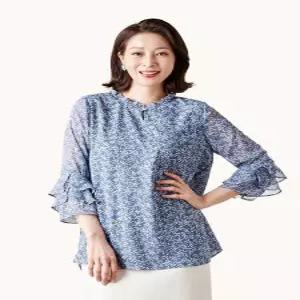 [마담엘레강스][마담엘레강스] 소매 삼단 프릴 시폰 블라우스 K221BL05