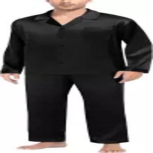 SWOMOG 남성 실크 새틴 잠옷 세트 긴팔 슬립웨어 버튼다운 Pj 투피스 라운지웨어와 긴 바지 S-XXL