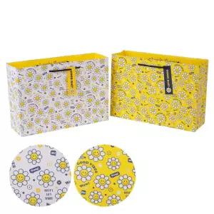 종이 스마일 쇼핑백 10매입 플라워 - 중 캐릭터 선물 가방 꽃 귀여운